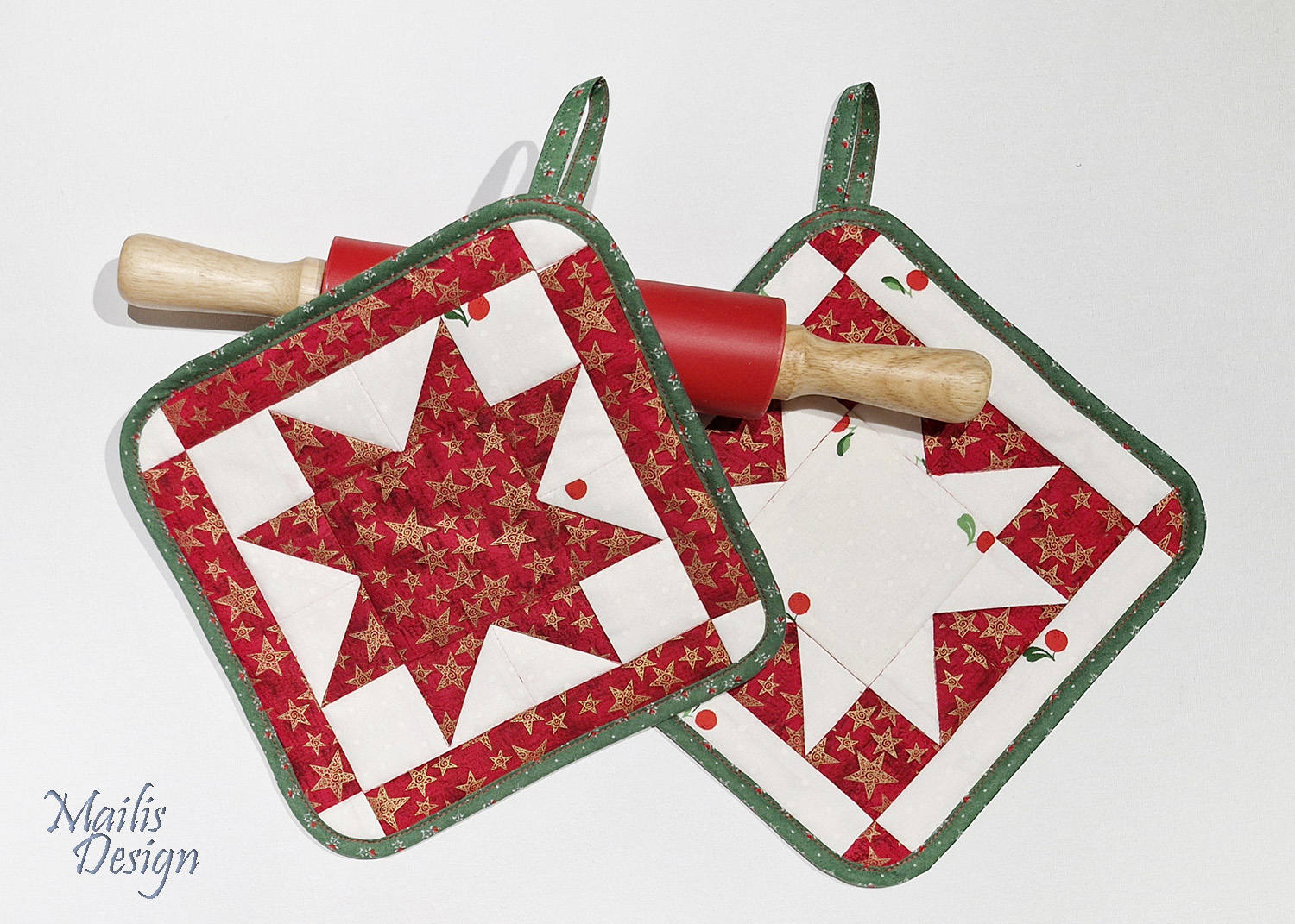 Potholders with folk patterns