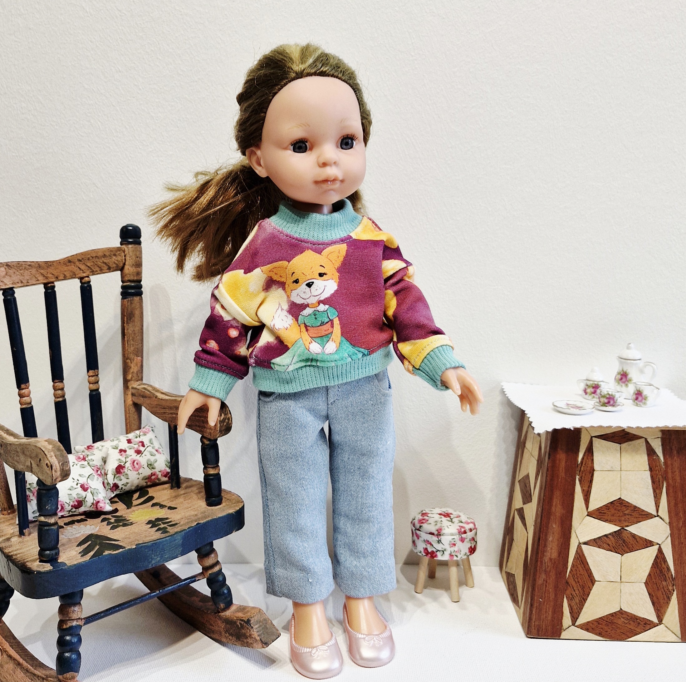 32 cm Paola Reina doll clothes, sweatshirt with fox