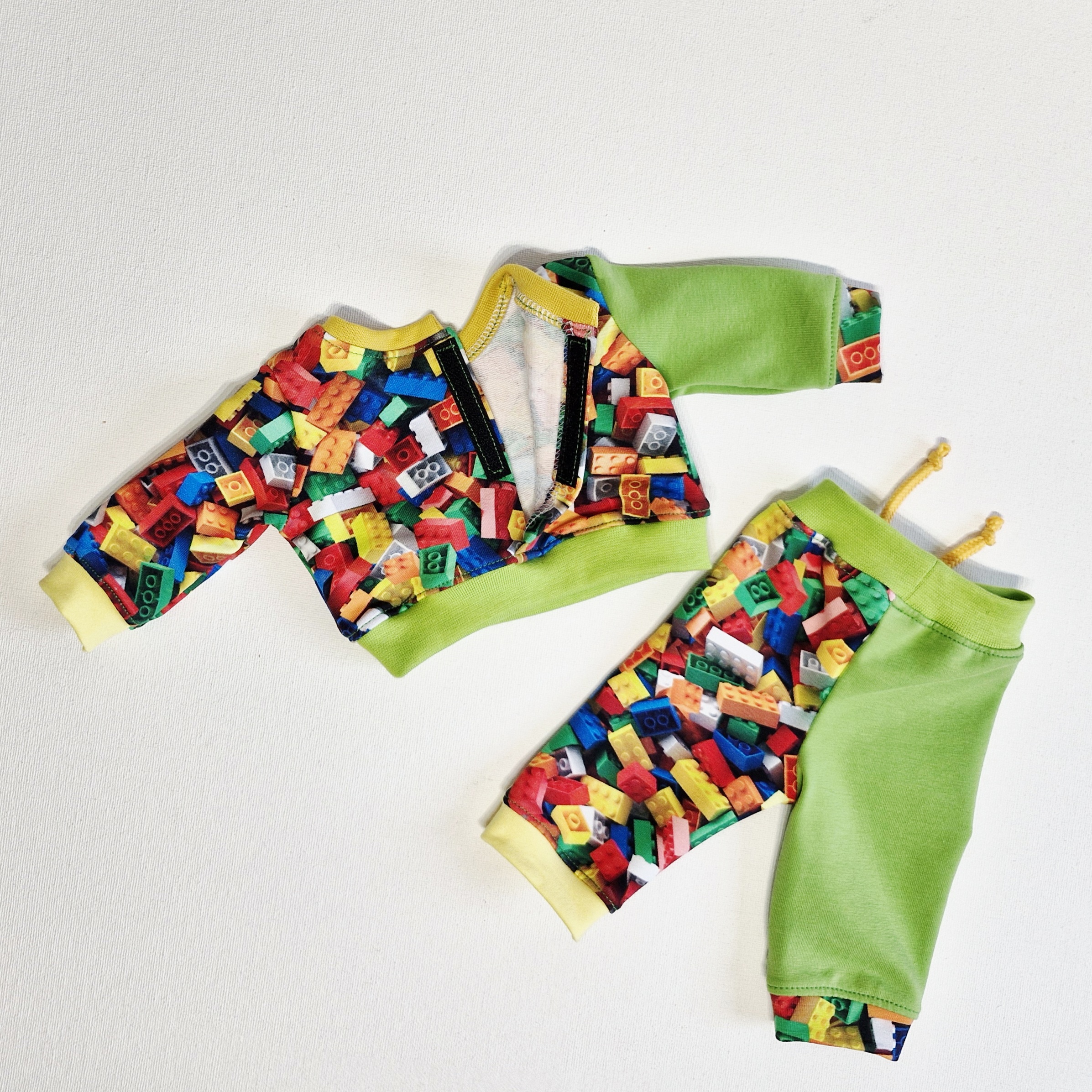 Doll clothes for 38 cm doll, tracksuit, light green with LEGO