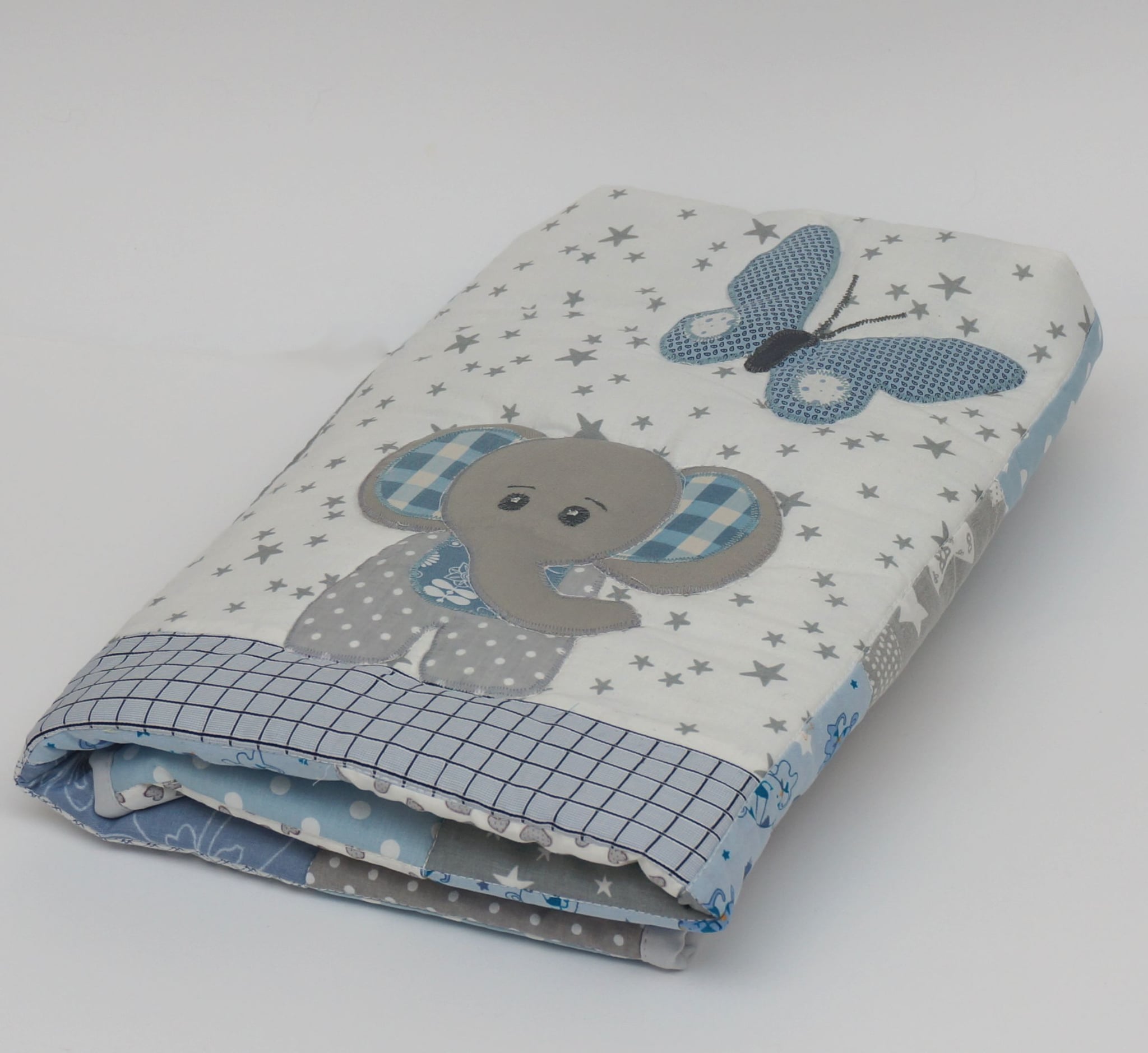 Baby blanket Elephant Erni (95 x 80 cm), blue